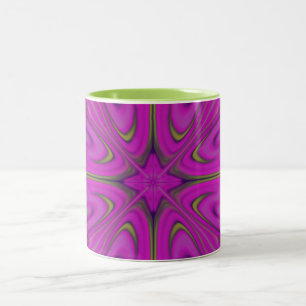 Caneca De Café Em Dois Tons Líquido Psicodélico Colorido Abstrato Roxo Laranja