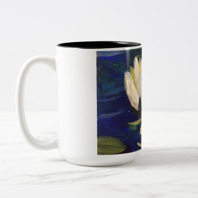 Caneca De Café Em Dois Tons lírio branco na água (Esquerda)