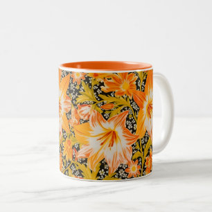 Caneca De Café Em Dois Tons Lírio Dourado Vintage Pré-Rafaelita de William Mor
