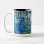 Caneca De Café Em Dois Tons Lírios, Pontos Infinitos por Claude Monet<br><div class="desc">Depois de Claude Monet - Lírios,  Pontos Infinitos. Oscar-Claude Monet (1840-1926) foi pintor e fundador francês da pintura impressionista que é vista como um precursor chave do modernismo,  especialmente em suas tentativas de pintar a natureza à medida que a percebia.</div>