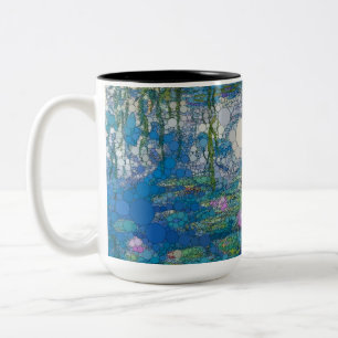 Caneca De Café Em Dois Tons Lírios, Pontos Infinitos por Claude Monet