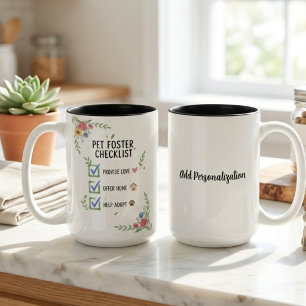 Caneca De Café Em Dois Tons Lista de Verificação de Abrigo de Animais – Presen