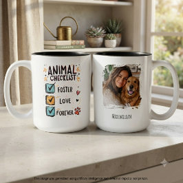 Caneca De Café Em Dois Tons Lista de verificação de animais resgatados e cuida