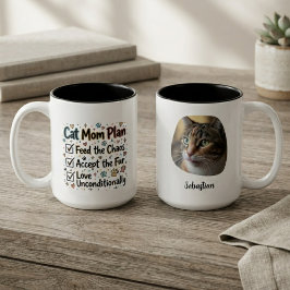 Caneca De Café Em Dois Tons Lista de Verificação de Carvão Sincero Gata Mãe Pl