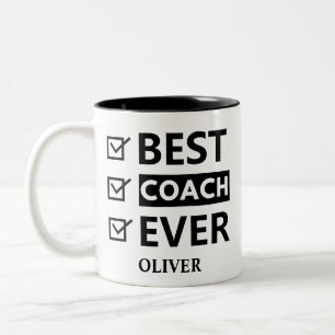 Caneca De Café Em Dois Tons Lista de verificação do Best Coach Ever - Presente