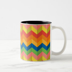 Caneca De Café Em Dois Tons listra ziguezague