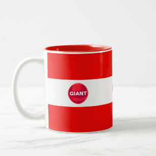 Caneca De Café Em Dois Tons Listrado de Vermelho e Branco