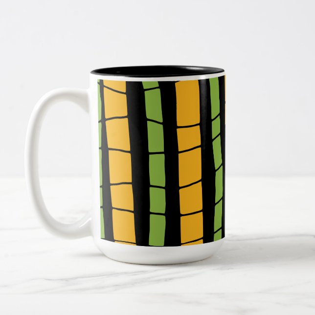Caneca De Café Em Dois Tons Listras abstratas quebradas (Esquerda)