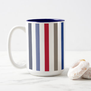 Caneca De Café Em Dois Tons Listras Coloridas de Verão