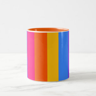 Caneca De Café Em Dois Tons Listras de Arco-Íris
