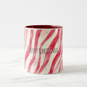 Caneca De Café Em Dois Tons Listras de Bengala de Natal Vermelho e Branco