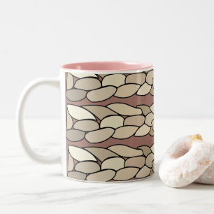 Caneca De Café Em Dois Tons Listras de Corda Modernas
