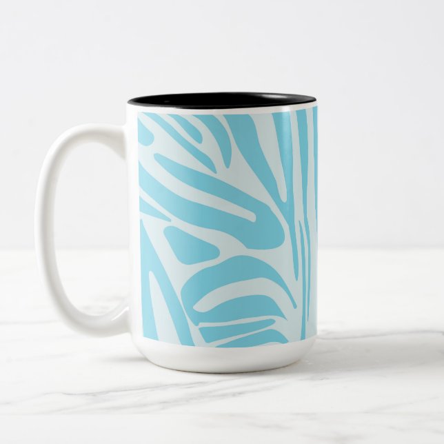 Caneca De Café Em Dois Tons Listras de Zebra Azuis e Brancas em Negrito (Esquerda)