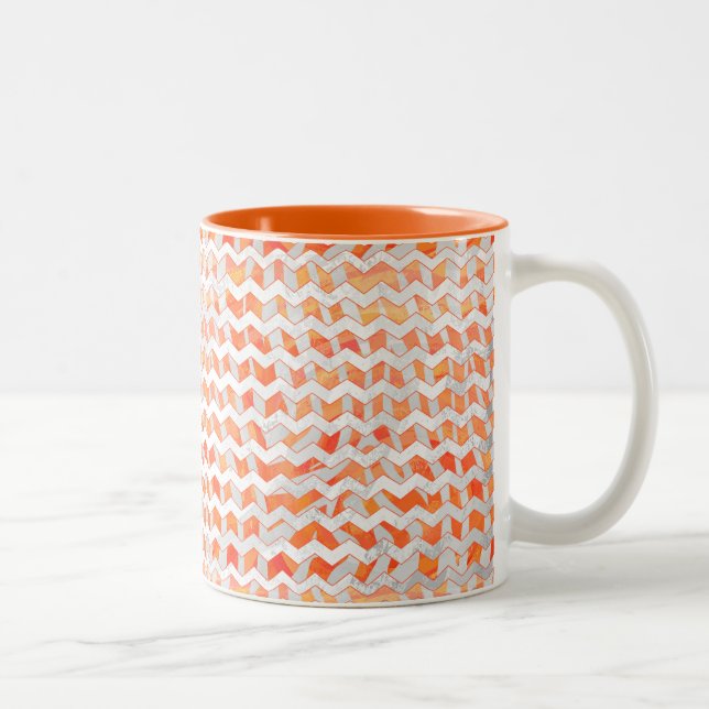 Caneca De Café Em Dois Tons Listras de Zebra Laranja e Branco (Direita)