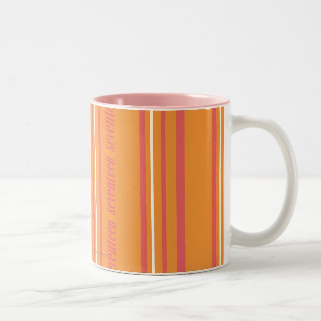 Caneca De Café Em Dois Tons Listras finas alaranjadas (Direita)