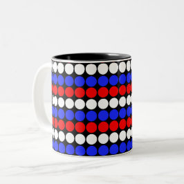 Caneca De Café Em Dois Tons Listras Pontilhadas Azuis Vermelhas Brancas Modern
