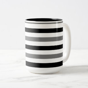 Caneca De Café Em Dois Tons Listras pretas e brancas design