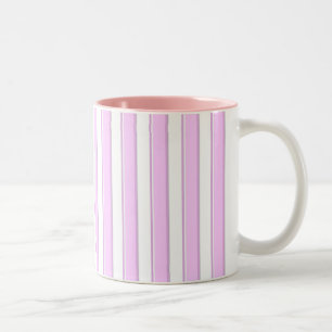 Caneca De Café Em Dois Tons Listras Rosa em Branco