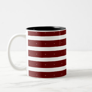 Caneca De Café Em Dois Tons Listras vermelhas e brancas profundas