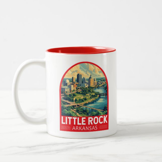 Caneca De Café Em Dois Tons Little Rock Arkansas Viagem Art Emblem (Esquerda)
