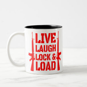 Caneca De Café Em Dois Tons Live Laugh Lock & Load #USAPatriotGraphics ©