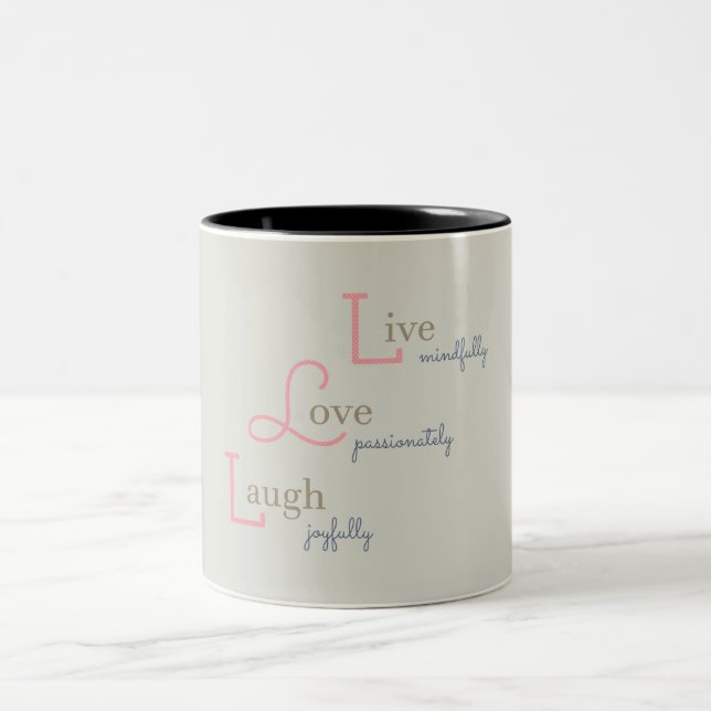 Caneca De Café Em Dois Tons Live Love Laugh (Centro)