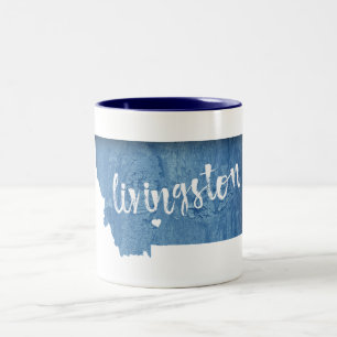 Caneca De Café Em Dois Tons Livingston Montana Textura de Madeira