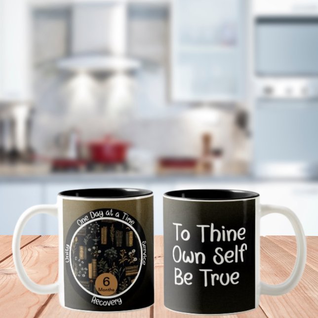 Caneca De Café Em Dois Tons Livro Ampliado - Presente de Sobriedade Personaliz (Criador carregado)