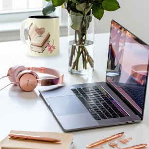 Caneca De Café Em Dois Tons Livro de amor com Heart Map & love store