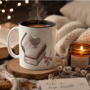 Caneca De Café Em Dois Tons Livro de amor com Heart Map & love store