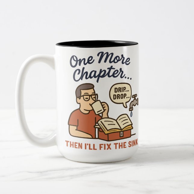 Caneca De Café Em Dois Tons Livro Engraçado Lover Mug - Mais Um Capítulo (Esquerda)