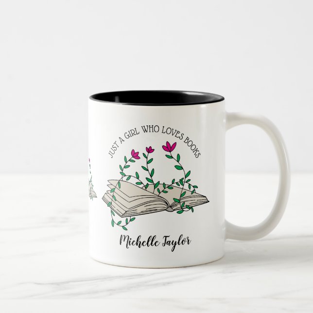 Caneca De Café Em Dois Tons Livro Lover, Bookworm Gift, Biblioteca de Livros,  (Direita)