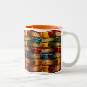 Caneca De Café Em Dois Tons Livro Pintado - Pilha 3D de Romances de Resina Col