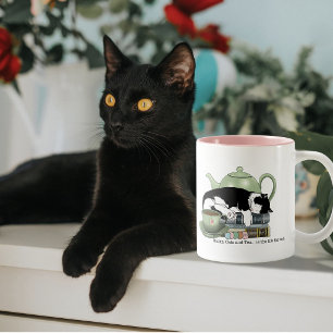 Caneca De Café Em Dois Tons Livros Aconchegantes Gato Smoking Chá Chaleira Ver