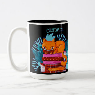 Caneca De Café Em Dois Tons Livros Aprovados para Gatos Personalizados