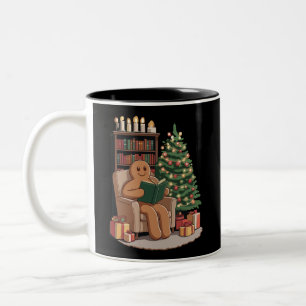 Caneca De Café Em Dois Tons Livros de Leitura de Pão de Mel Retrô Natal Profes