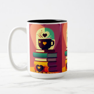 Caneca De Café Em Dois Tons Livros E Café