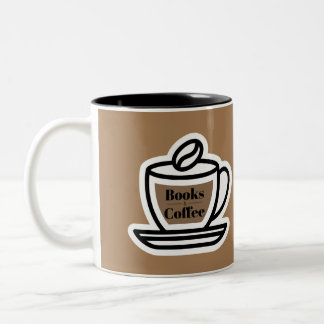 Caneca De Café Em Dois Tons Livros e café castanho