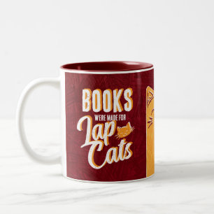 Caneca De Café Em Dois Tons Livros foram feitos para Lap Cats Mug