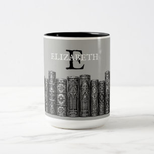 Caneca De Café Em Dois Tons Livros Góticos Amante de Livros Personalizado