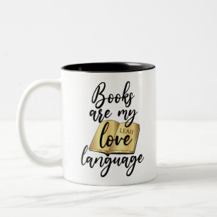 Caneca De Café Em Dois Tons Livros São Minha Linguagem do Amor Nome de Amante