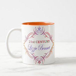 Caneca De Café Em Dois Tons Lizzie do século XXI Bennet Jane Austen