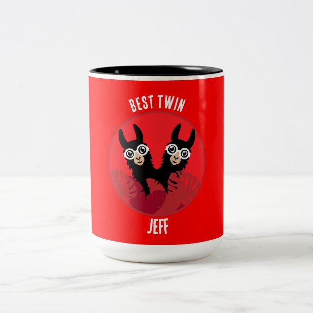 Caneca De Café Em Dois Tons Llama Alpaca Twin Boys (Centro)