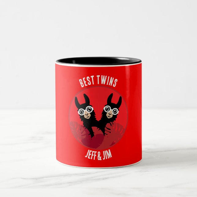 Caneca De Café Em Dois Tons Llama Alpaca Twin Boys (Centro)