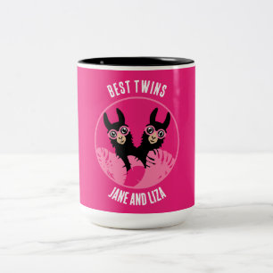 Caneca De Café Em Dois Tons Llama Alpaca Twin Girl