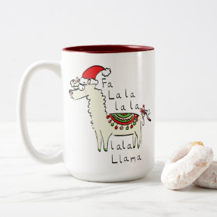 Caneca De Café Em Dois Tons Llama Christmas Kids é engraçado