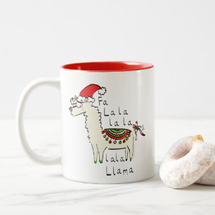 Caneca De Café Em Dois Tons Llama Christmas Kids é engraçado