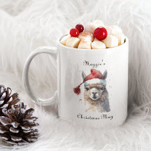 Llama de Natal com Chapéu de Papai Noel e Texto Pe