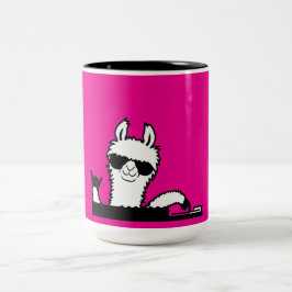 Caneca De Café Em Dois Tons Llama DJ Cool Party Music Mixing Animal Sunglasses