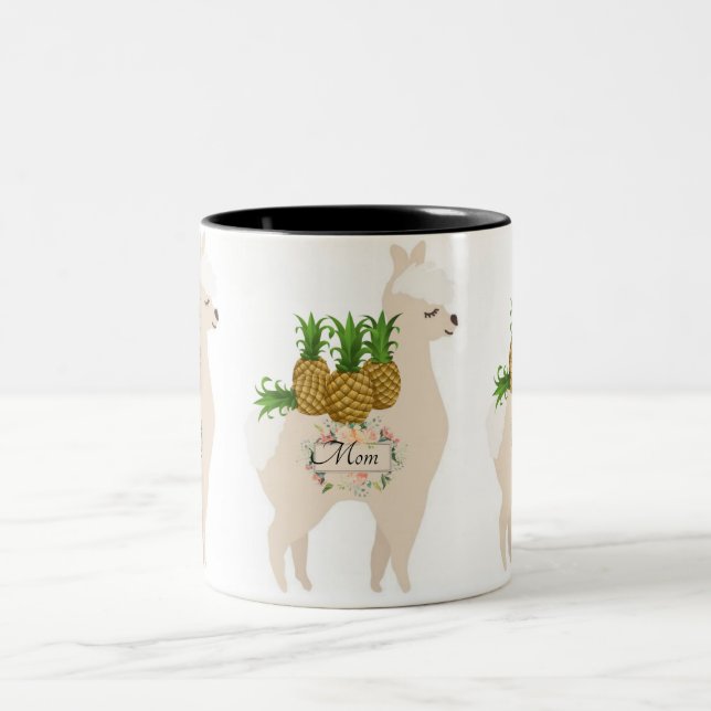 Caneca De Café Em Dois Tons Llama Fruta Abacaxi Floral Mug (Centro)